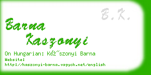 barna kaszonyi business card